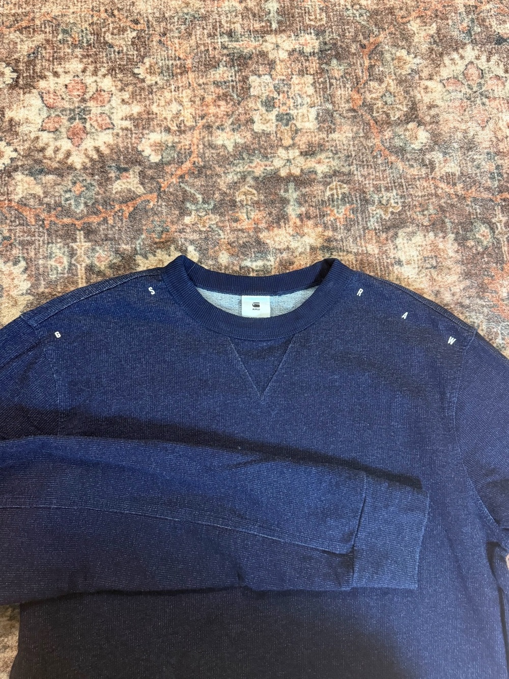 G-Star RAW Men's S Navy Crew Neck Pullover Sweatshirt Logo Long Sleeve